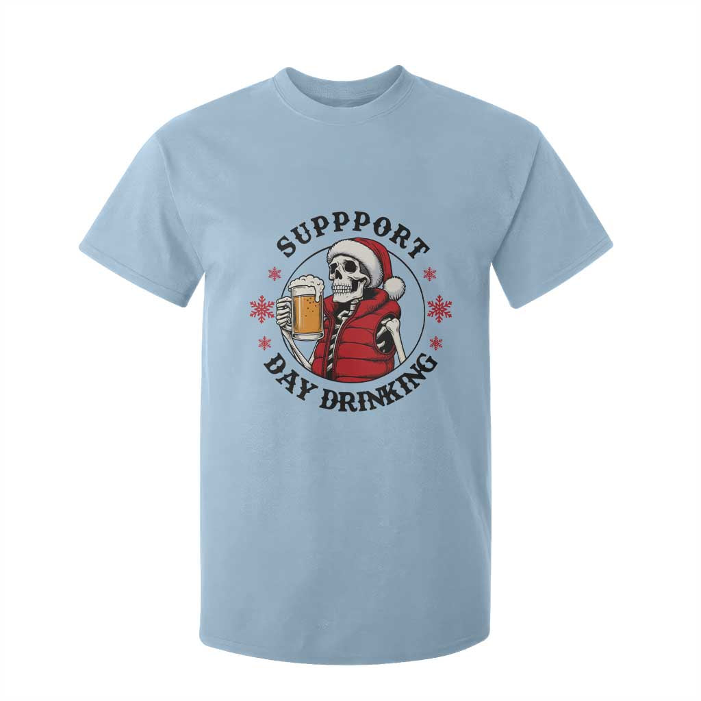Funny Skeleton Beer Christmas T Shirt For Kid Support Day Drinking TS14 Light Blue Print Your Wear