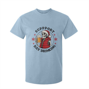 Funny Skeleton Beer Christmas T Shirt For Kid Support Day Drinking TS14 Light Blue Print Your Wear