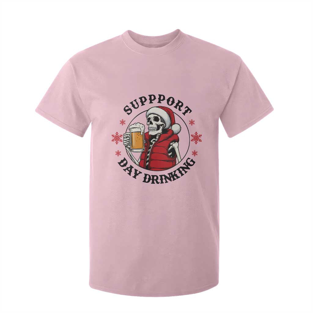 Funny Skeleton Beer Christmas T Shirt For Kid Support Day Drinking TS14 Light Pink Print Your Wear
