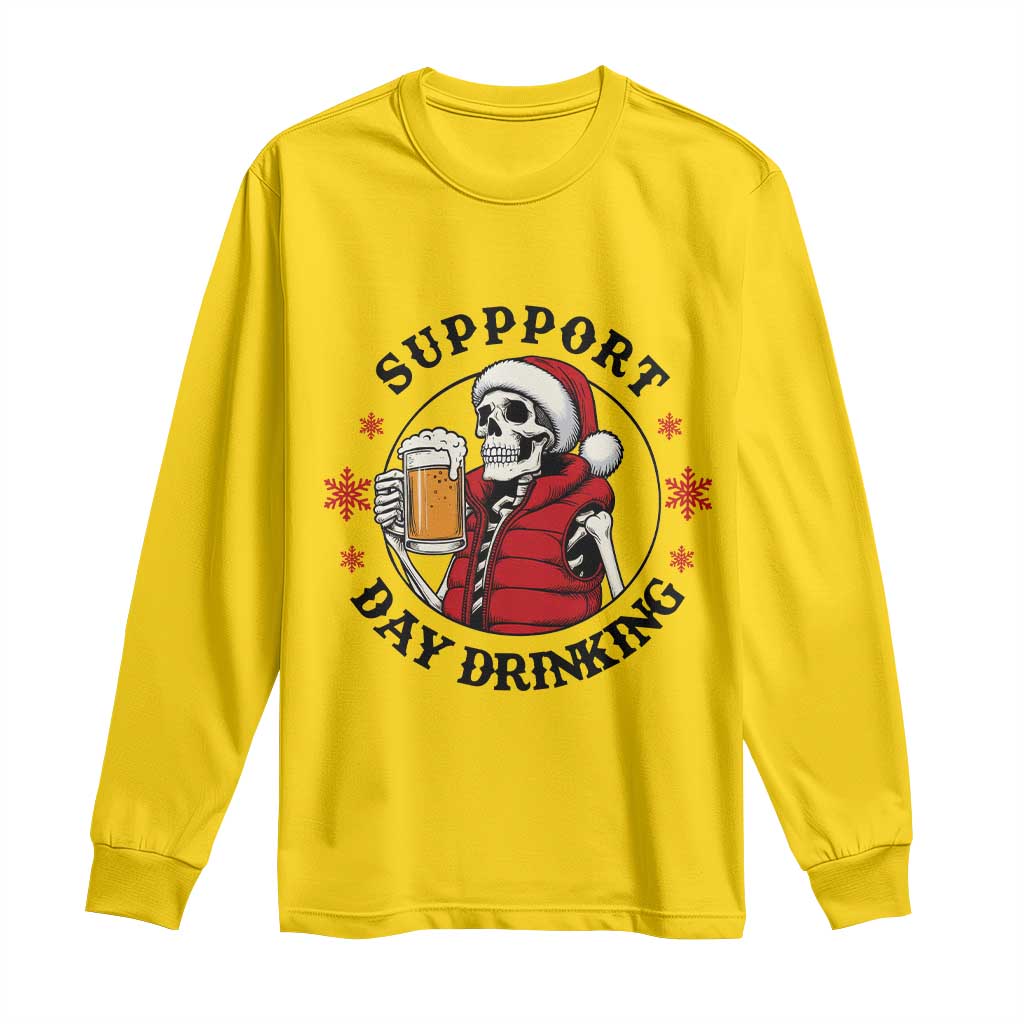 Funny Skeleton Beer Christmas Long Sleeve Shirt Support Day Drinking TS14 Daisy Print Your Wear