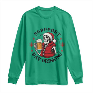 Funny Skeleton Beer Christmas Long Sleeve Shirt Support Day Drinking TS14 Irish Green Print Your Wear