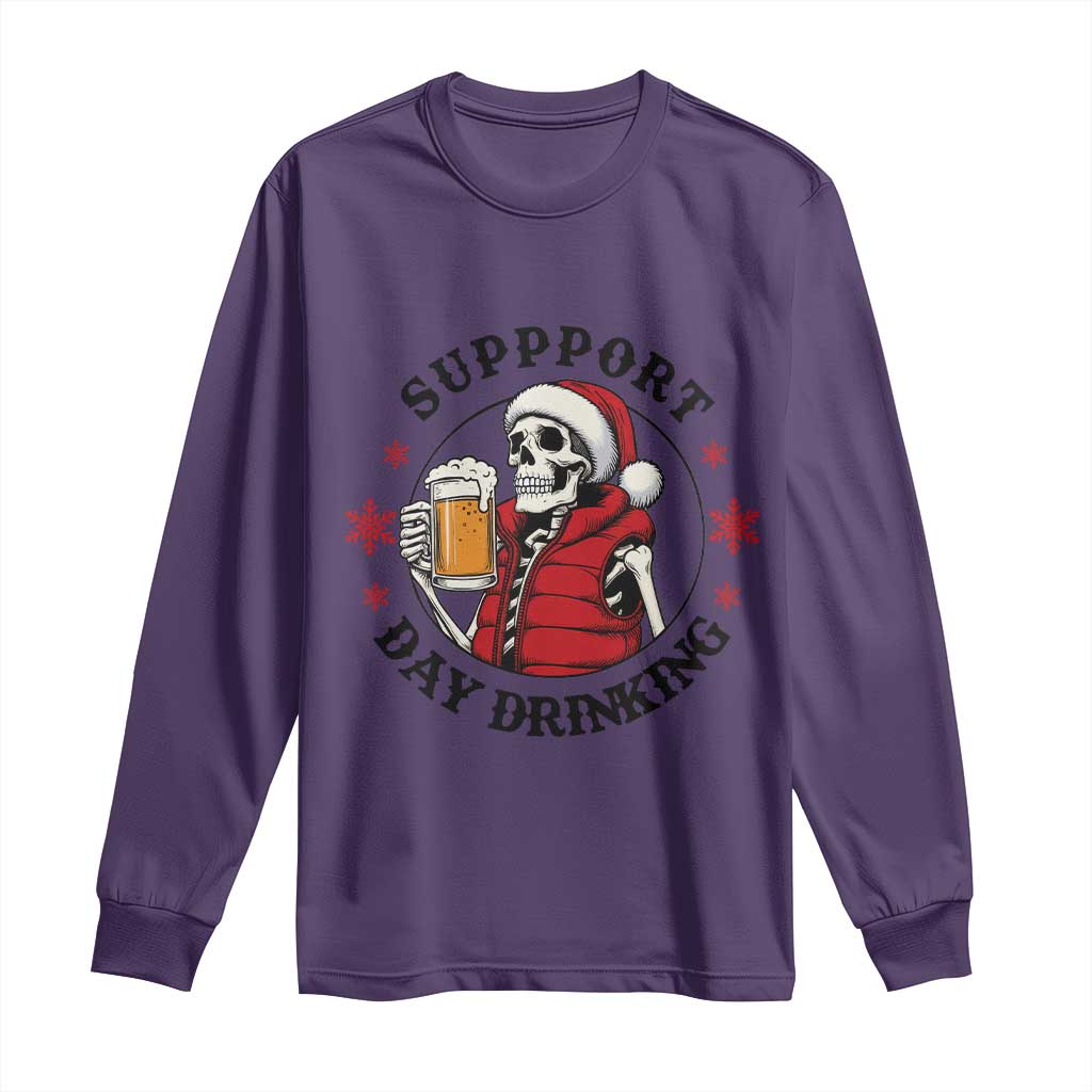 Funny Skeleton Beer Christmas Long Sleeve Shirt Support Day Drinking TS14 Purple Print Your Wear