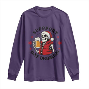 Funny Skeleton Beer Christmas Long Sleeve Shirt Support Day Drinking TS14 Purple Print Your Wear