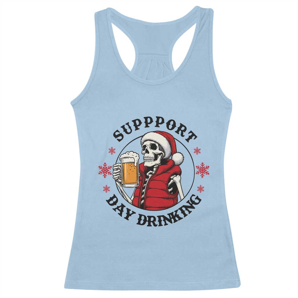 Funny Skeleton Beer Christmas Racerback Tank Top Support Day Drinking TS14 Light Blue Print Your Wear