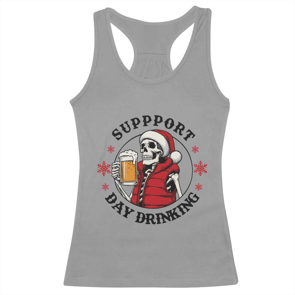 Funny Skeleton Beer Christmas Racerback Tank Top Support Day Drinking TS14 Sport Gray Print Your Wear
