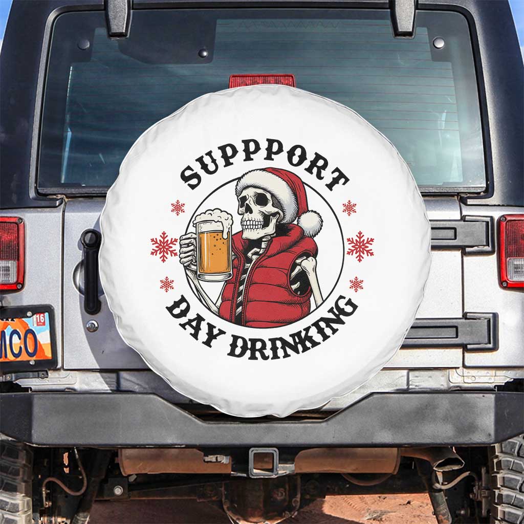 Funny Skeleton Beer Christmas Spare Tire Cover Support Day Drinking TS14 No hole White Print Your Wear