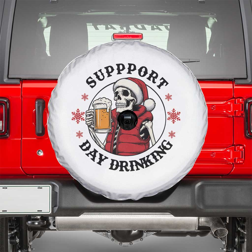 Funny Skeleton Beer Christmas Spare Tire Cover Support Day Drinking TS14 White Print Your Wear