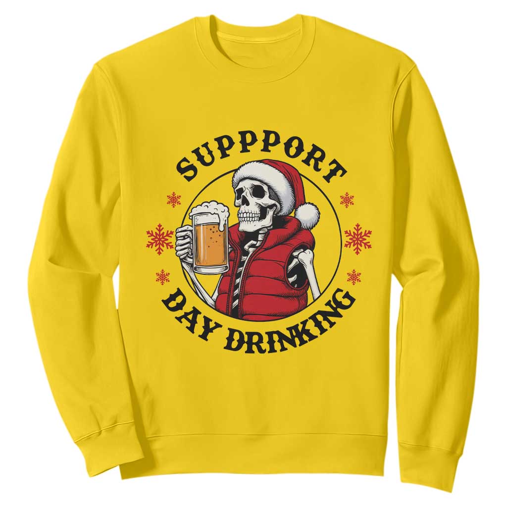 Funny Skeleton Beer Christmas Sweatshirt Support Day Drinking TS14 Daisy Print Your Wear