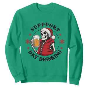 Funny Skeleton Beer Christmas Sweatshirt Support Day Drinking TS14 Irish Green Print Your Wear