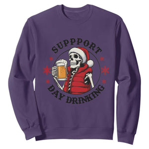 Funny Skeleton Beer Christmas Sweatshirt Support Day Drinking TS14 Purple Print Your Wear