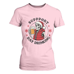 Funny Skeleton Beer Christmas T Shirt For Women Support Day Drinking TS14 Light Pink Print Your Wear