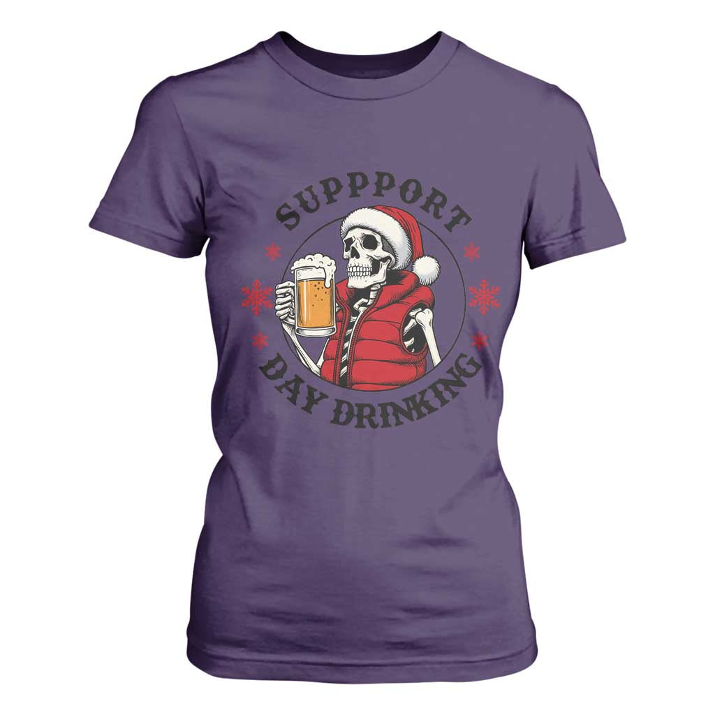 Funny Skeleton Beer Christmas T Shirt For Women Support Day Drinking TS14 Purple Print Your Wear