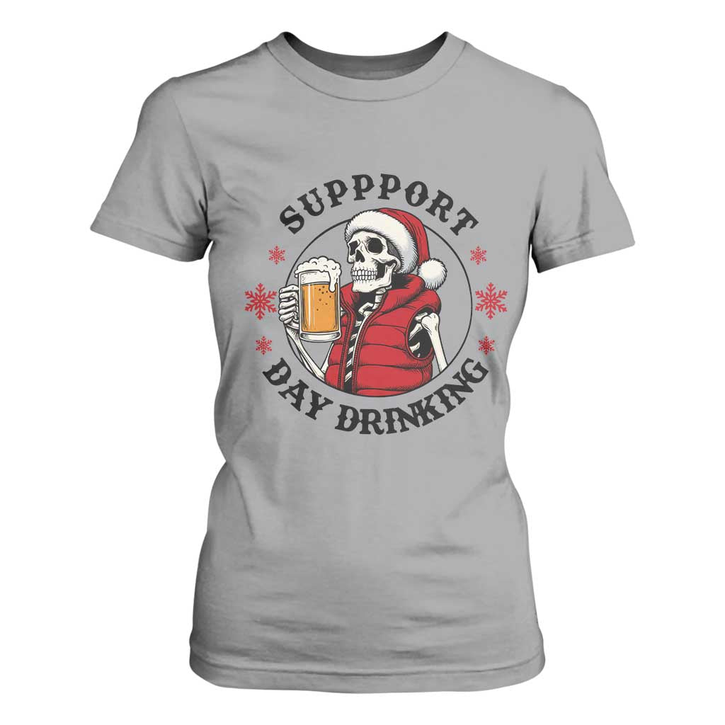 Funny Skeleton Beer Christmas T Shirt For Women Support Day Drinking TS14 Sport Gray Print Your Wear