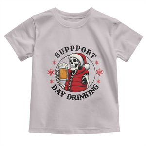 Funny Skeleton Beer Christmas Toddler T Shirt Support Day Drinking TS14 Ice Gray Print Your Wear