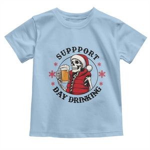 Funny Skeleton Beer Christmas Toddler T Shirt Support Day Drinking TS14 Light Blue Print Your Wear