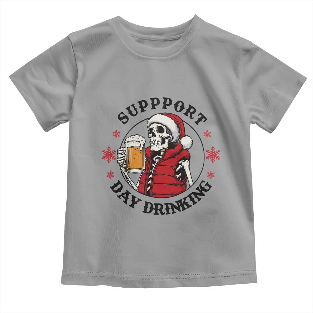 Funny Skeleton Beer Christmas Toddler T Shirt Support Day Drinking TS14 Sport Gray Print Your Wear