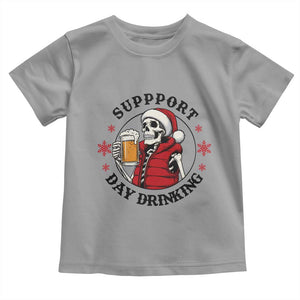 Funny Skeleton Beer Christmas Toddler T Shirt Support Day Drinking TS14 Sport Gray Print Your Wear
