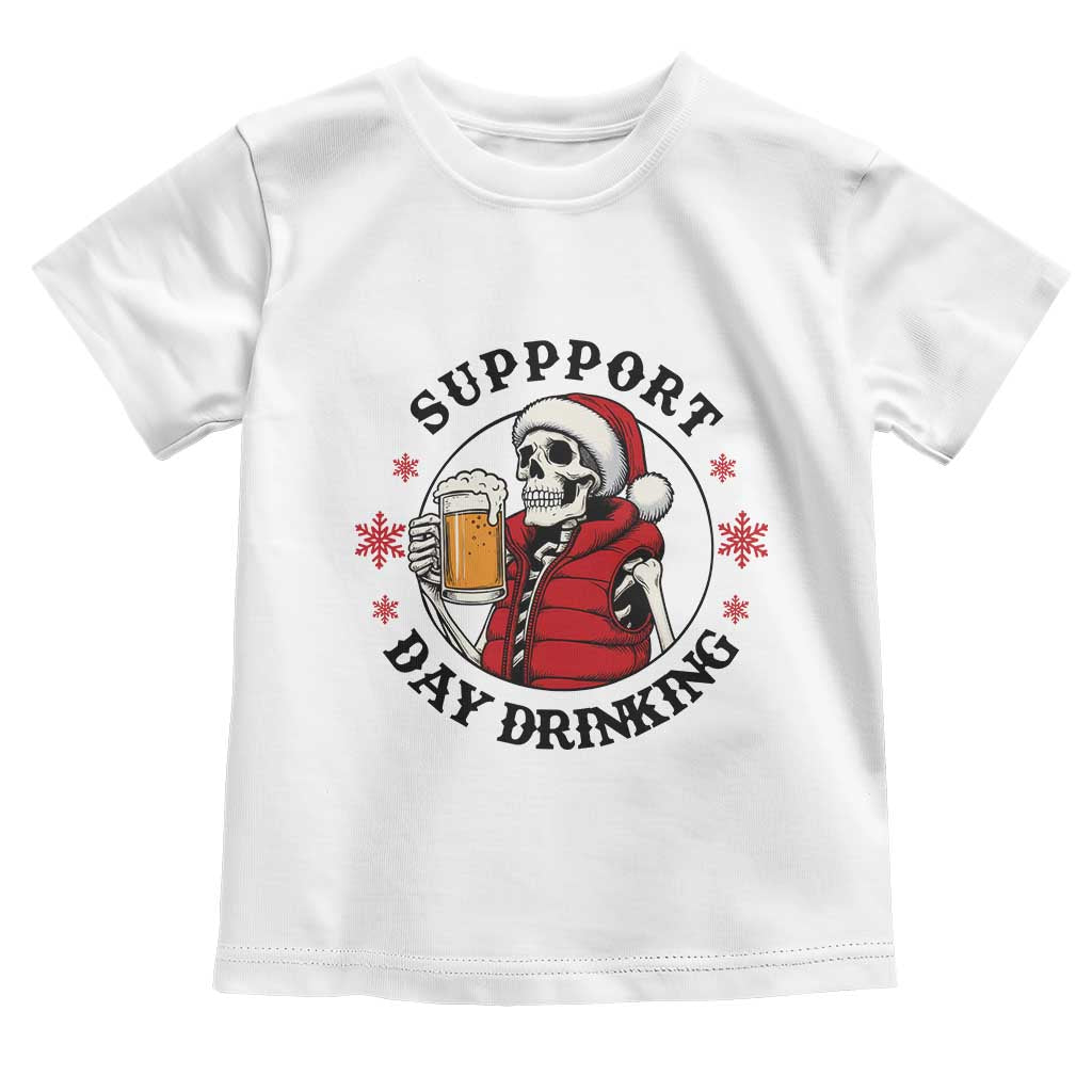 Funny Skeleton Beer Christmas Toddler T Shirt Support Day Drinking TS14 White Print Your Wear