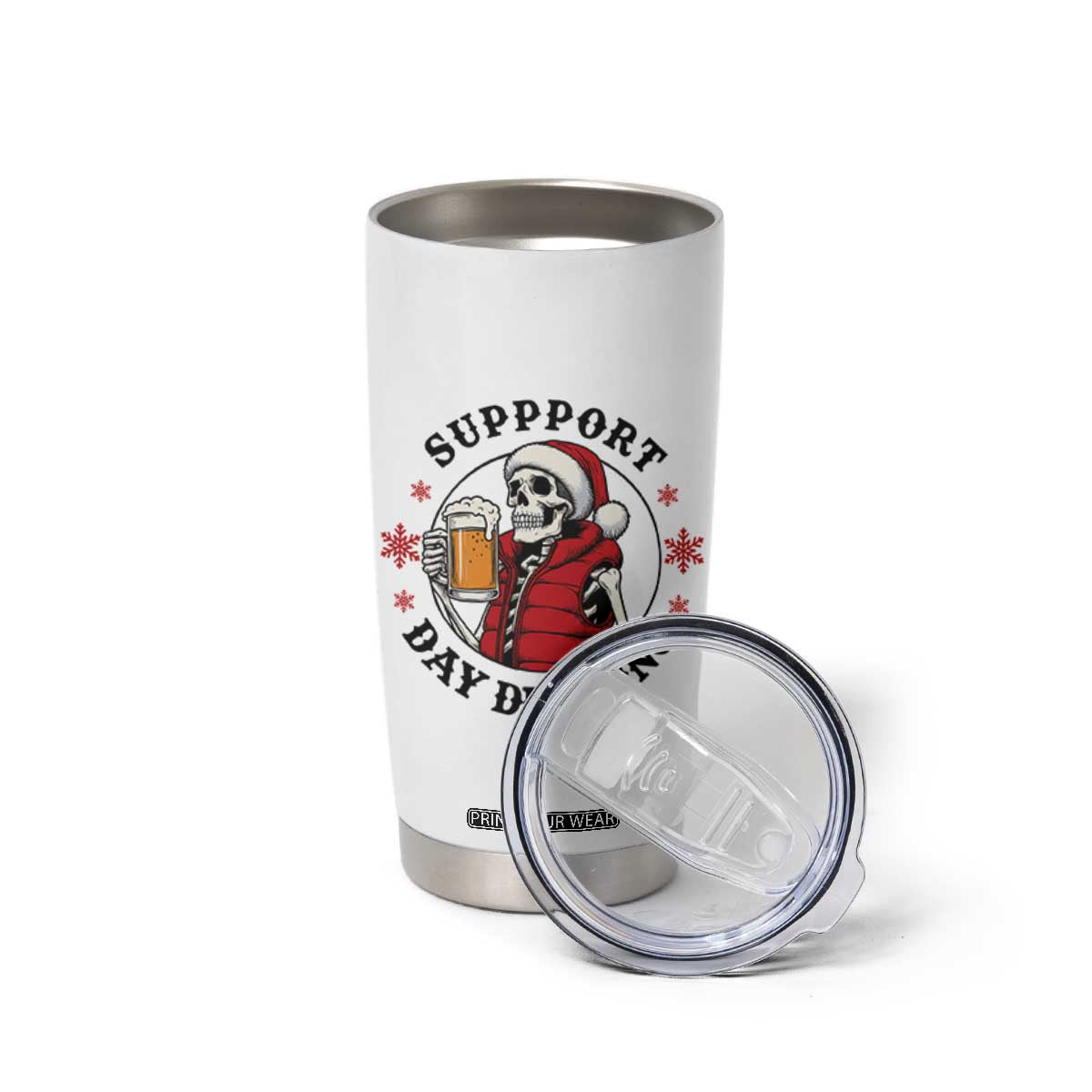 Funny Skeleton Beer Christmas Tumbler Cup Support Day Drinking TS14 Print Your Wear