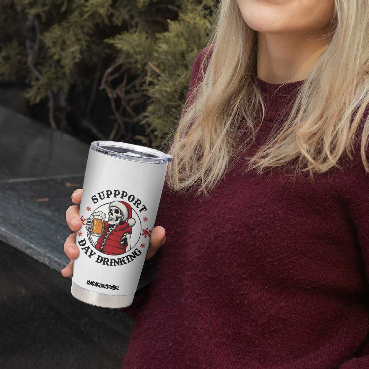 Funny Skeleton Beer Christmas Tumbler Cup Support Day Drinking TS14 Print Your Wear