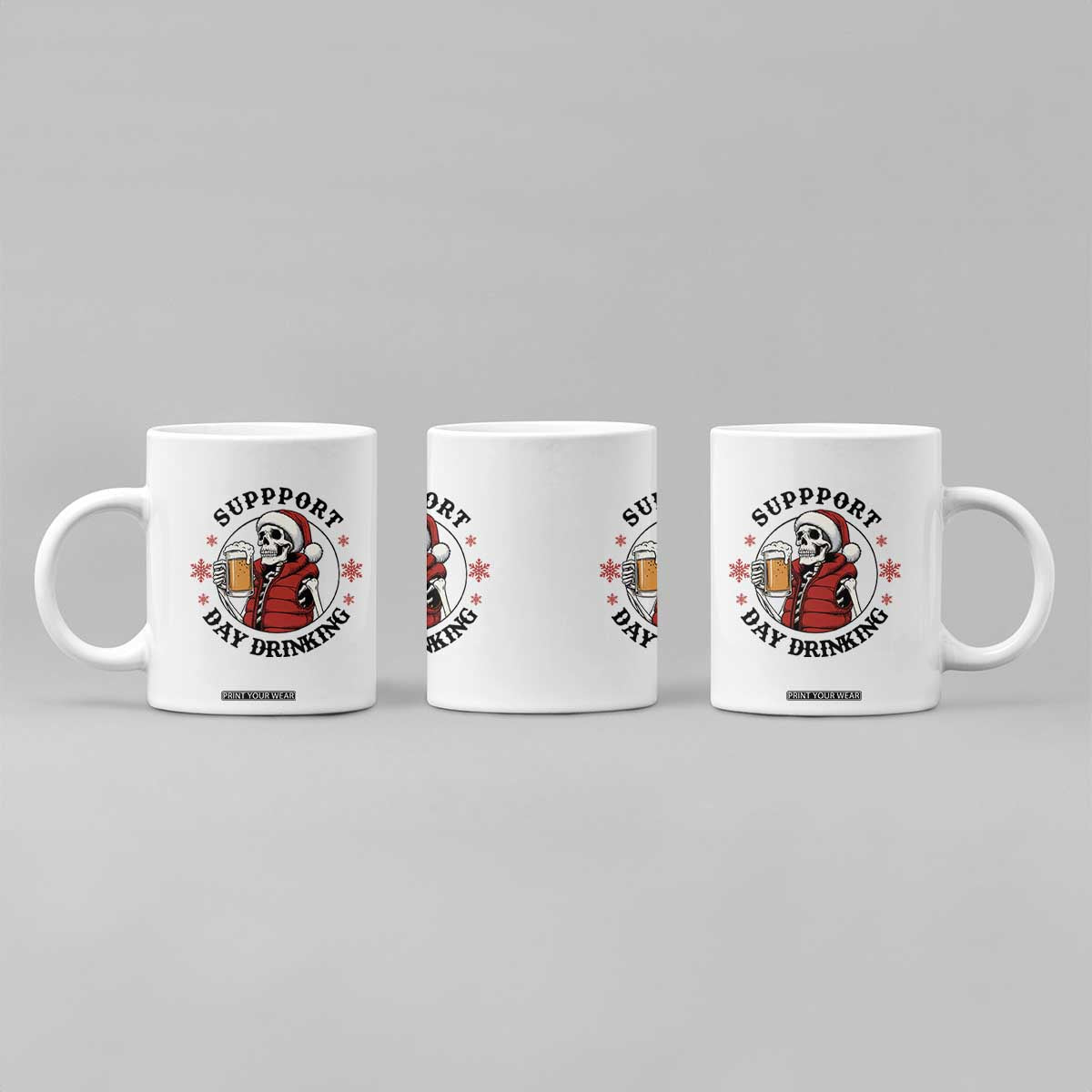 Funny Skeleton Beer Christmas Coffee Mug Support Day Drinking TS14 Print Your Wear