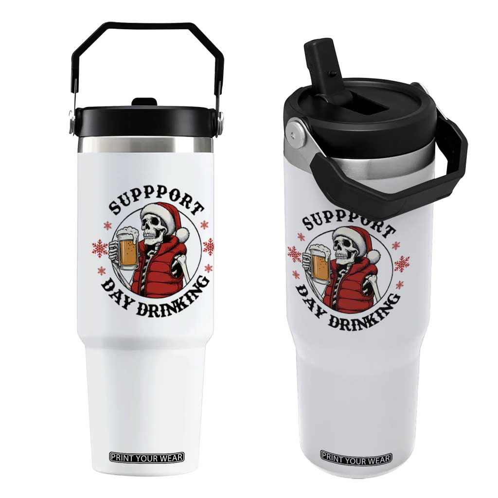 Funny Skeleton Beer Christmas Flip Straw Tumbler Support Day Drinking TS14 One Size: 30 oz White Print Your Wear