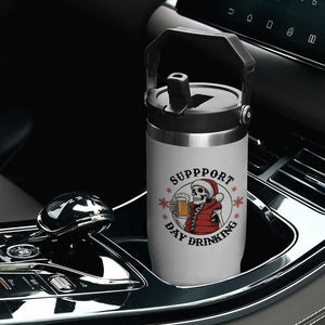 Funny Skeleton Beer Christmas Flip Straw Tumbler Support Day Drinking TS14 Print Your Wear
