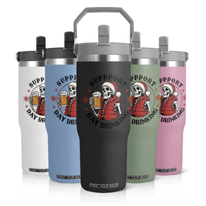 Funny Skeleton Beer Christmas Flip Straw Tumbler Support Day Drinking TS14 Print Your Wear
