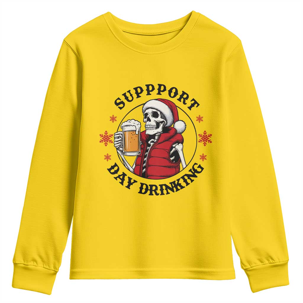 Funny Skeleton Beer Christmas Youth Sweatshirt Support Day Drinking TS14 Daisy Print Your Wear