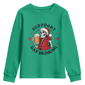 Funny Skeleton Beer Christmas Youth Sweatshirt Support Day Drinking TS14 Irish Green Print Your Wear