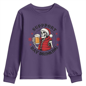Funny Skeleton Beer Christmas Youth Sweatshirt Support Day Drinking TS14 Purple Print Your Wear