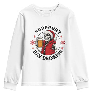 Funny Skeleton Beer Christmas Youth Sweatshirt Support Day Drinking TS14 White Print Your Wear