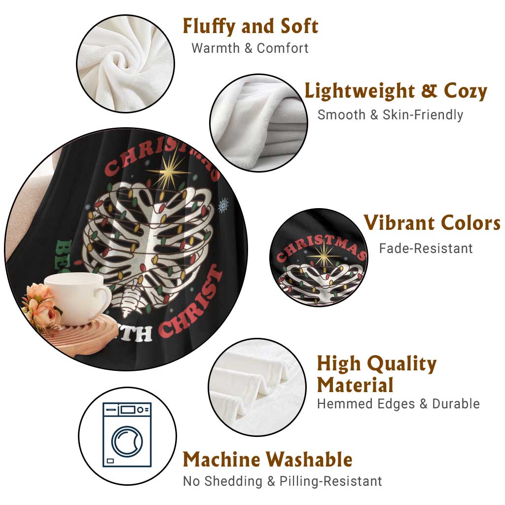 Funny Skeleton Christian Throw Blanket Christmas Begins With Christ TS14 Print Your Wear