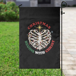 Funny Skeleton Christian Garden Flag Christmas Begins With Christ TS14 Print Your Wear
