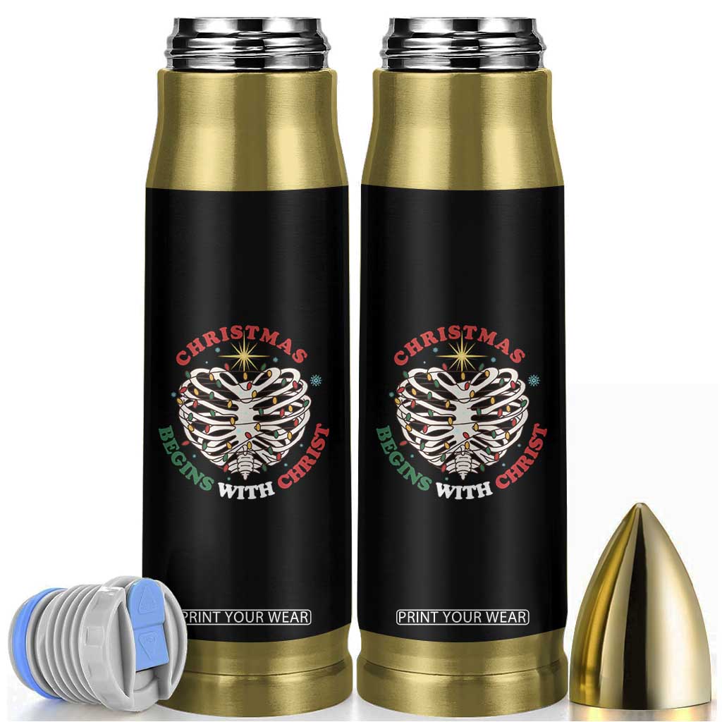 Funny Skeleton Christian Bullet Tumbler Christmas Begins With Christ TS14 Black Print Your Wear