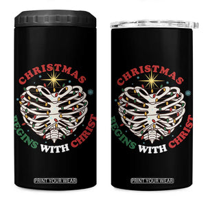 Funny Skeleton Christian 4 in 1 Can Cooler Tumbler Christmas Begins With Christ TS14 One Size: 16 oz Black Print Your Wear
