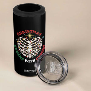 Funny Skeleton Christian 4 in 1 Can Cooler Tumbler Christmas Begins With Christ TS14 Print Your Wear