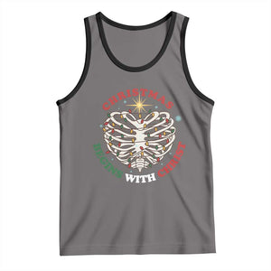 Funny Skeleton Christian Tank Top Christmas Begins With Christ TS14 Deep Heather Black Print Your Wear