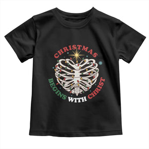 Funny Skeleton Christian Toddler T Shirt Christmas Begins With Christ TS14 Black Print Your Wear