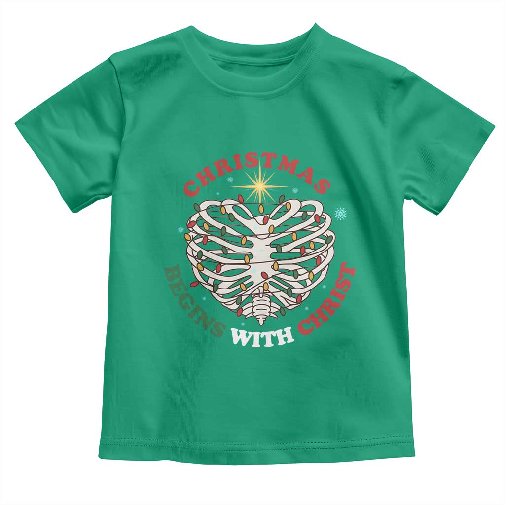 Funny Skeleton Christian Toddler T Shirt Christmas Begins With Christ TS14 Irish Green Print Your Wear