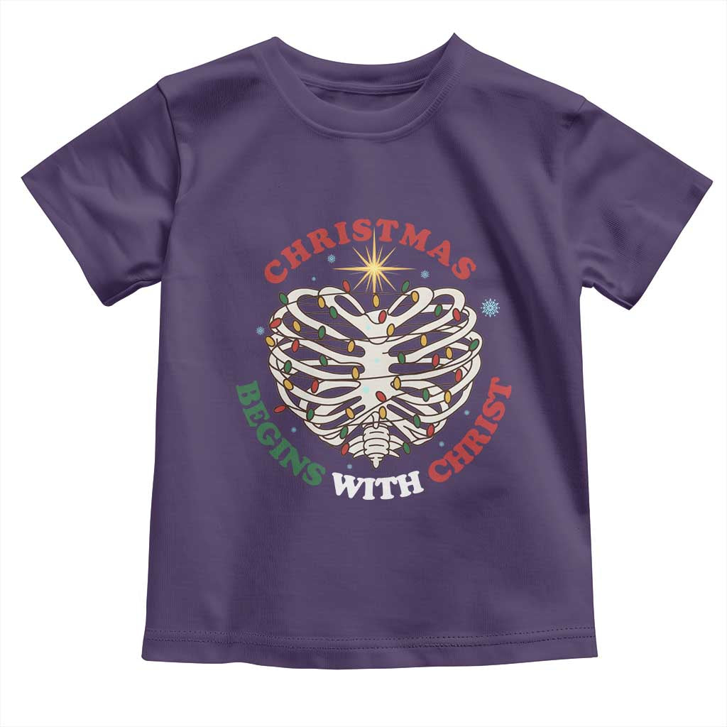 Funny Skeleton Christian Toddler T Shirt Christmas Begins With Christ TS14 Purple Print Your Wear