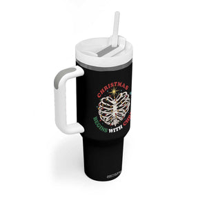Funny Skeleton Christian Tumbler With Handle Christmas Begins With Christ TS14 Print Your Wear