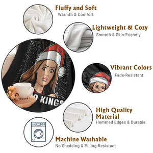 No Kings Throw Blanket Funny Doll Face Meme Christmas TS14 Print Your Wear