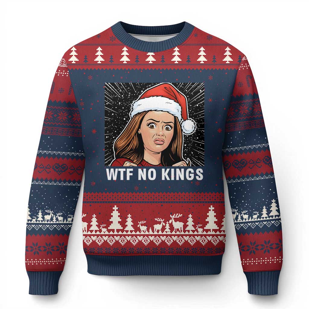 No Kings Ugly Christmas Sweater Funny Doll Face Meme Xmas TS14 Navy Red Print Your Wear