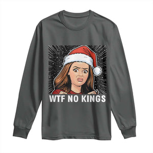 No Kings Long Sleeve Shirt Funny Doll Face Meme Christmas TS14 Dark Heather Print Your Wear