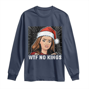 No Kings Long Sleeve Shirt Funny Doll Face Meme Christmas TS14 Navy Print Your Wear
