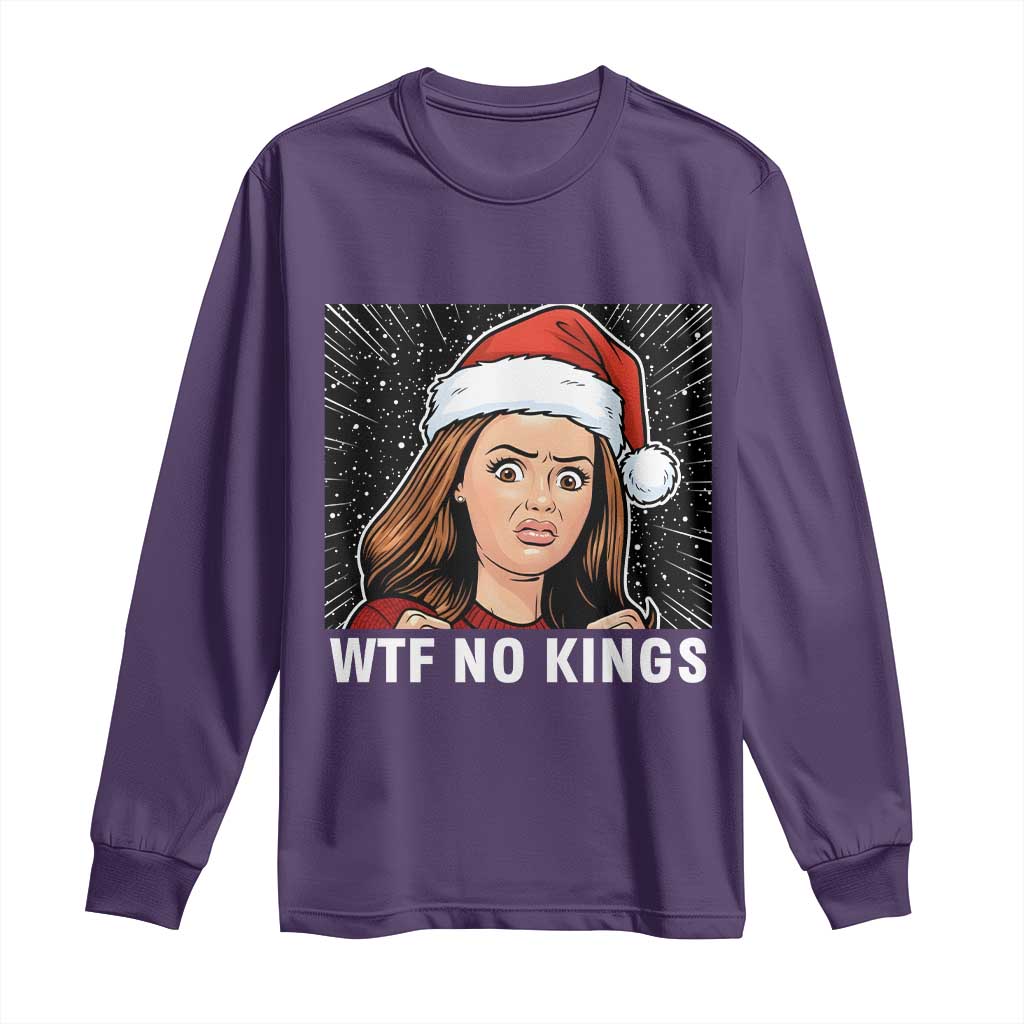 No Kings Long Sleeve Shirt Funny Doll Face Meme Christmas TS14 Purple Print Your Wear