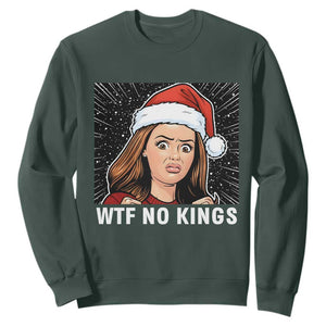 No Kings Sweatshirt Funny Doll Face Meme Christmas TS14 Dark Forest Green Print Your Wear