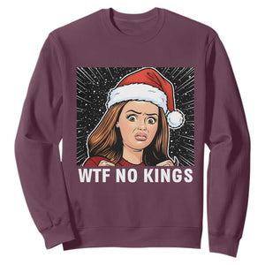 No Kings Sweatshirt Funny Doll Face Meme Christmas TS14 Maroon Print Your Wear