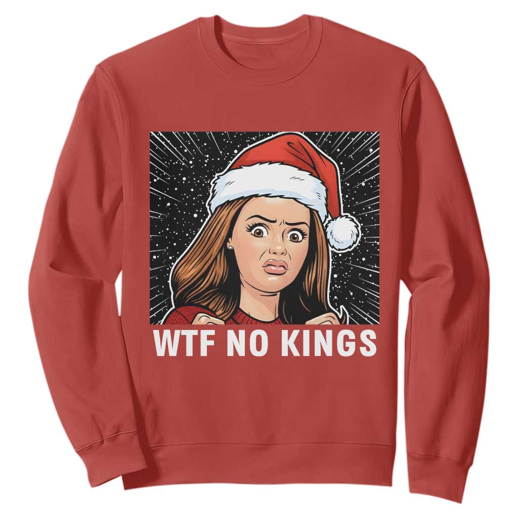 No Kings Sweatshirt Funny Doll Face Meme Christmas TS14 Red Print Your Wear